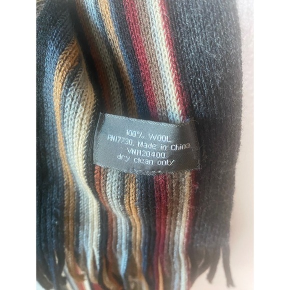 Unisex Striped Rainbow Wool Scarf - Picture 3 of 6